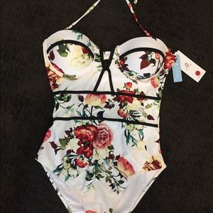 Floral Print One Piece Swimsuit
